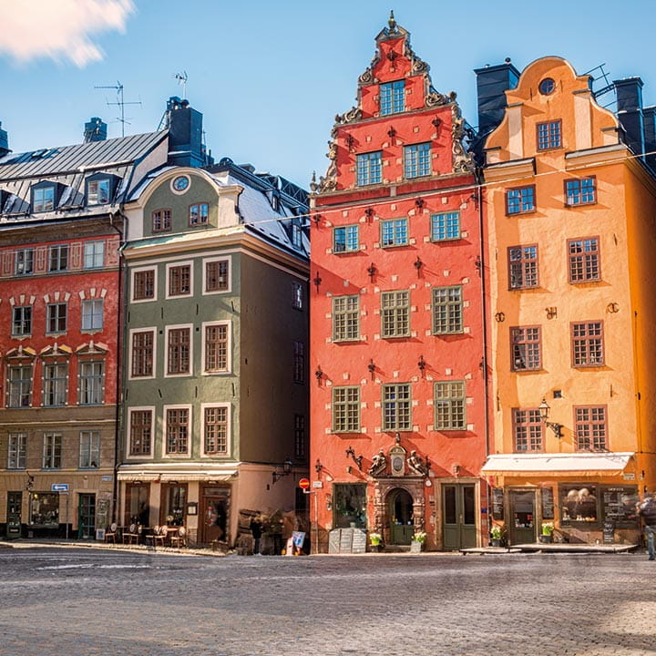 The architecture of Gamla Stan in Stockholm, Sweden
